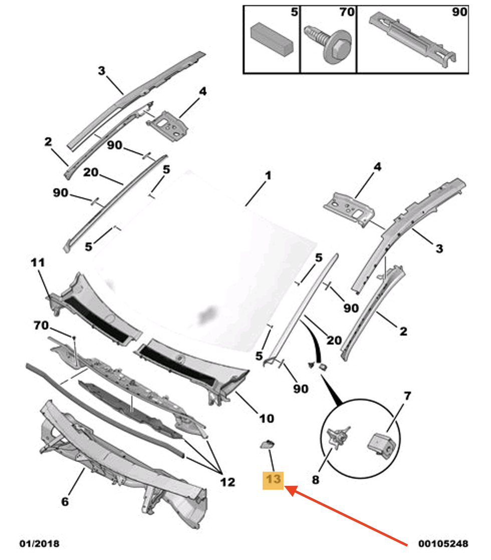 PEUGEOT 3008 Front Windshield Drain Tube 9845475480 New