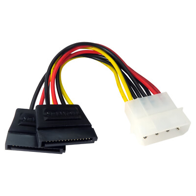 Molex auf zwei SATA Power Splitter Kabel 20 cm | kurzes Kabel | Serial ATA | 18 AWG