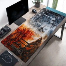 Frozen Autumn Forest Desk Mat, Gaming Mousepad XL, Artful Desk Decor
