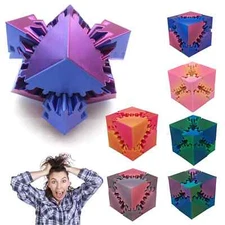 Gear Cube 3D Printed Spin Cube Fidget Toy Gear Sphere Steampunk Whirling Wonder