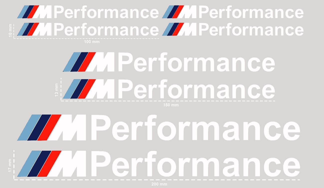 Mb F Racing Sticker M Performance Sticker BMW M Sport Vinyl Set of 8 White 100mm, 150mm ...