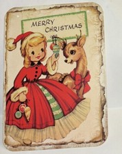 Christmas Decor Holiday Vintage Style Die Cut Cardboard Holiday Wall Decor 5x7