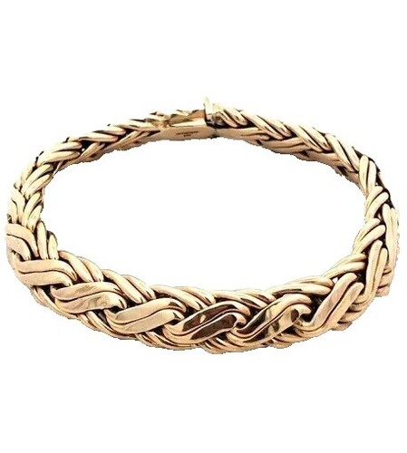 Tiffany & Co 14K Yellow Gold 6.5mm Twist Oval Hinged Bangle
