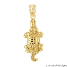 New 14k Yellow Gold Alligator Pendant
