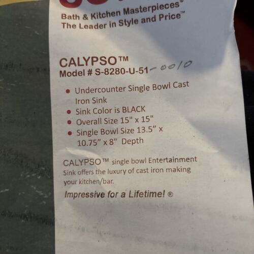 NIB Black Song Calypso Under Mount Entertainment Sink 8” Deep Large Bowl Premium - Picture 6 of 11