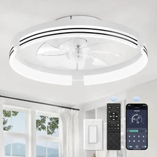 Low Profile Ceiling Fans with Lights and Remote, 20 Inch Flush Mount Ceiling Fan