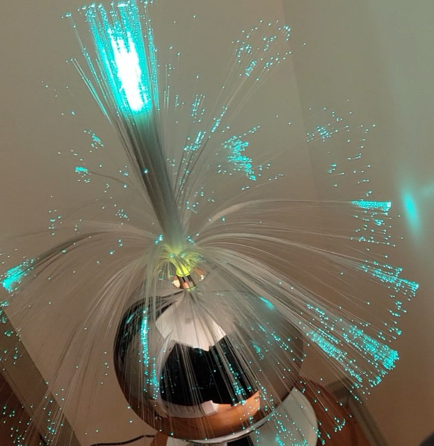 Vintage MCM Fantasia Sunburst 4000 Fiber Optic Motion Lamp Chrome Works with Video