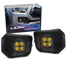 Yellow Lens LED Wide Angle SAE Flood Beam Fog Light Kit For 16-23 Toyota Tacoma