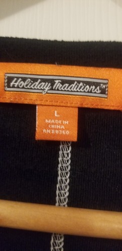 Holiday Traditions Day Of The Dead Black Shirt Womens Long Sleeved Large Dazzle - Picture 3 of 3