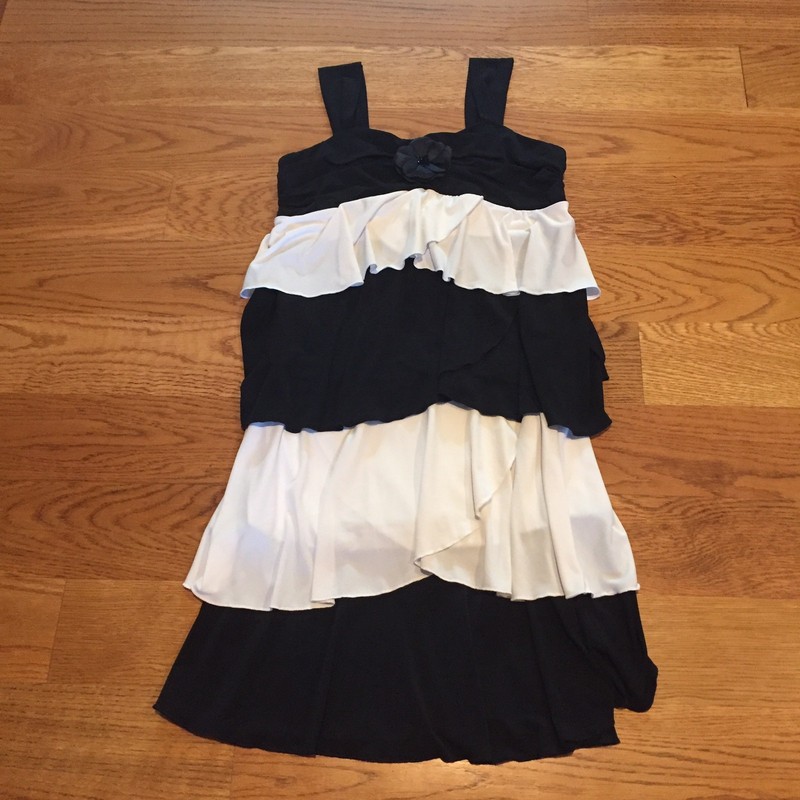 Black White Fancy Tiered Sleeveless Formal Nice Dress Girls 14 Disorderly Kids