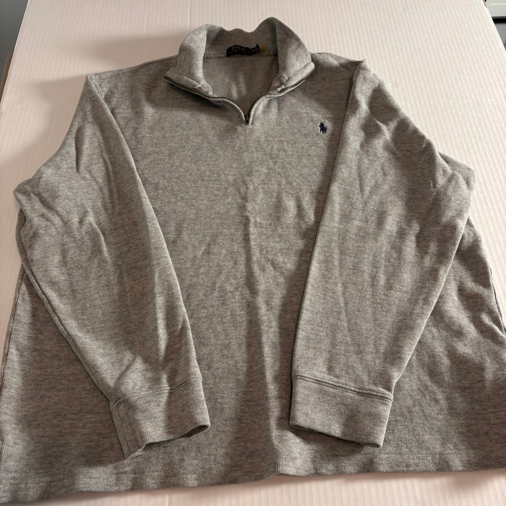 Ralph Lauren Polo Classic Quarter-Zip Sweater Gray Heather Casual Pullover thumbnail 6