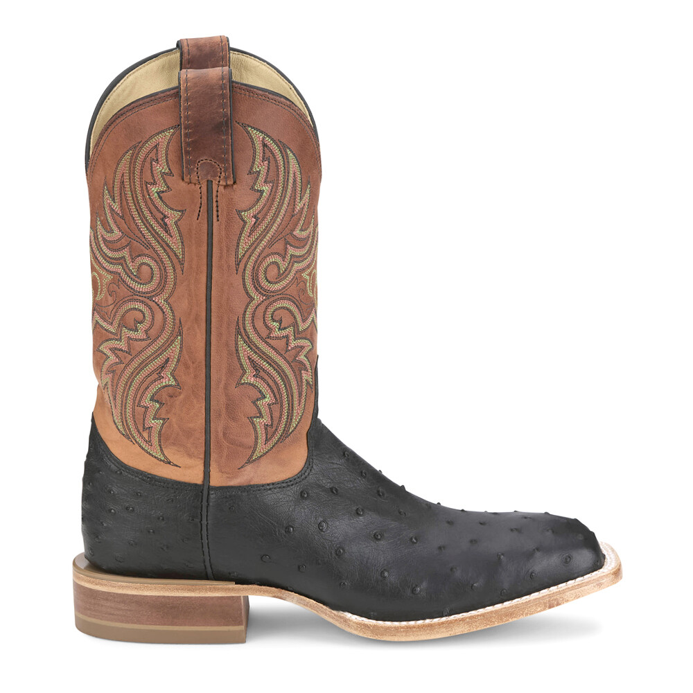 Justin Boots Moseley Ostrich Embroidered Square Toe Cowboy  Mens Black, Brown Dr