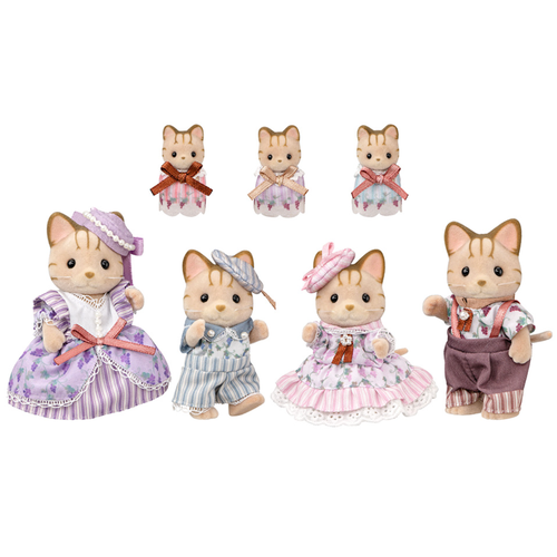 New Sylvanian Families Striped Cat Family & Baby Elegant Set Calico Critters - Picture 3 of 24