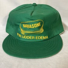 Vtg Naquasone For Udder Edema Dairy Farmer Trucker Hat Mesh USA Made Free Ship!