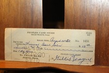 Vintage 1950 Peoples Cash Store Check Eagan TN Campbell County Gillis Teague