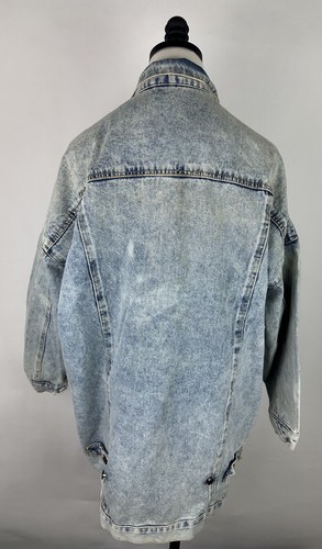 Chaqueta Denim Vintage Años 80 90 XL Lavado Ácido Pátina Envejecida Grunge Bolsillos Retro - Imagen 14 de 24