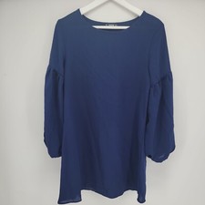 Womens Shein Balloon Puff Sleeve Blue Dress Size S