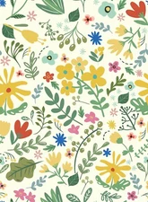 Jiffdiff Bright Yellow Botanical Floral Decal Self-Adhesive Contact Paper17X400"