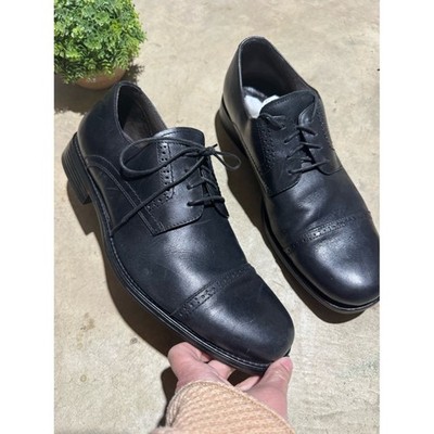 Johnston & Murphy Black Leather Cap Toe Dress Shoes Men Size 12 Business Casual
