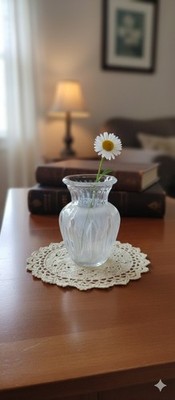 Vintage Small Clear Glass Bud Vase, Miniature Ribbed Glass Vase for Decor