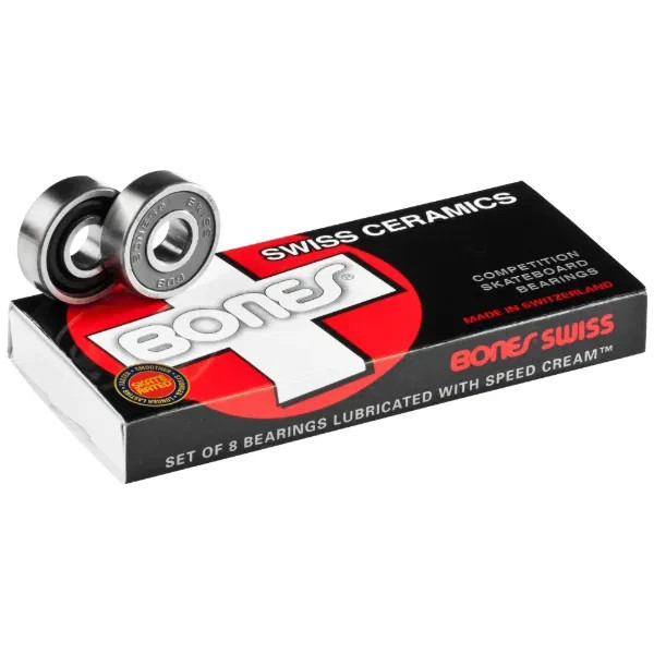 Bones CERAMIC SWISS Precision Skate Rated 608 Bearings (pack of 8) (skateboard)