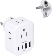 Type E F Plug Adapter, HANYCONY Germany France Travel Adapter with White