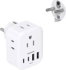 Type E F Plug Adapter, HANYCONY Germany France Travel Adapter with White 