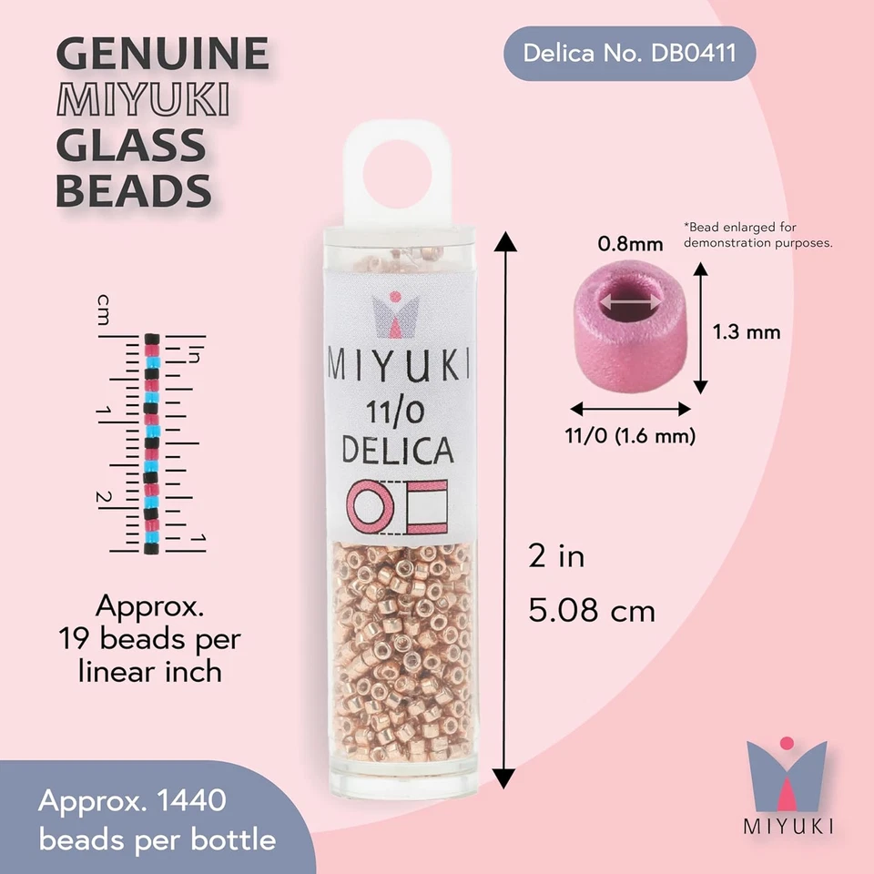 Delica Seed Beads – Size 11/0 (1.6 Mm), DB0411, Galvanized Gold Dyed, 7.2 G, App - Image 3 of 4