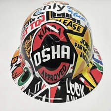 full brim hard hat custom hydro dipped IN OSHA CONSTRUCTION STICKER BOMB 💣  NEW
