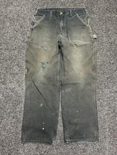 Carhartt B11 BLK Original Dungaree Fit Work Carpenter Canvas Black Pants 34 X 32