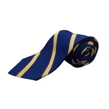 Vintage Brooks Brothers Blue Striped Silk Necktie Gold Burgundy Accents