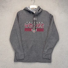 Chicago Wolves Hoodie Mens Small Gray Under Armour Pullover Sweatshirt AHL