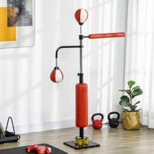 SPORTNOW Boxstand 140-205cm Boxsack mit Speedbällen Reflexstange Saugnapf-Basis