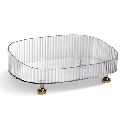 RAMFIYN Clear Acrylic Perfume Tray, Round Makeup Bathroom Trays for Counter, ...