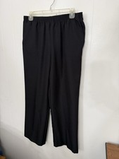 Alfred Dunner 12P Black Pull On Pants Elastic Waist Straight Leg Pockets