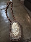 Mystical Megan Hand Carved Goddess Face Bead Medallion Suede Leather Necklace — photo 9
