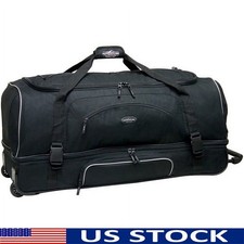 Large 36 Inch Drop Bottom Rolling Duffel Telescopic Handle Travel Luggage New