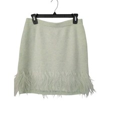Cinq Sept Briana Feather Mini Skirt Knit Size L Patina Green NWT 295