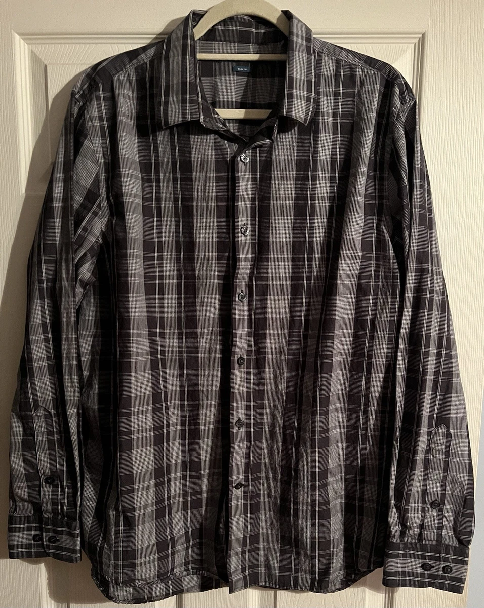 Chemise Homme Perry Ellis En Noir Et Blanc Motif Puzzle - Taille XXL - Manches Courtes