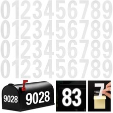 Reflective Mailbox Number for Outside, 4 Inch 4 Sets Vinyl Waterproof White M...