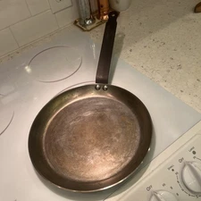 Mauviel M'STEEL Black Carbon Steel Round Frying Pan With Iron Handle, 10 inch