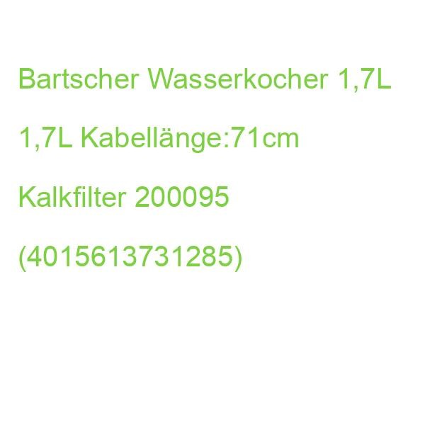 Bartscher Wasserkocher 1,7L 1,7L KabelläNge:71Cm Kalkfilter 200095 (401561373128-image