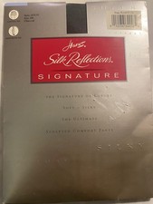 Vintage Hanes Silk Reflections Signature Off Black Control Top Pantyhose Sz: AB
