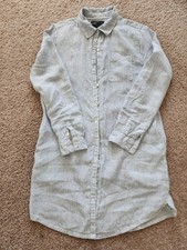 TAHARI Linen Striped Tunic Shirt Dress Size M