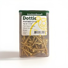 Dottie  PHFWB12114 12x1-1/4  Flat Head Phillips Wood Screws Brass  x100