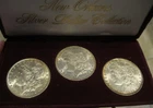 Morgan Silver Dollar Set New Orleans 1883-1885 $1 Uncirculated in Display Case