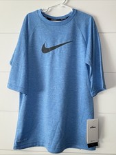 Boys Size Large Nike Swim Dri Fit 3/4 Sleeve Shirt. -Blue