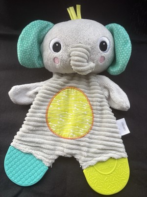 Bright Starts Beißring grau gerippt Plüsch Elefant Tröster Decke Stofftier