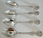 FOUR ANTIQUE TOWLE OLD COLONIAL  (1894) STERLING SILVER FACETED TEASPOONS