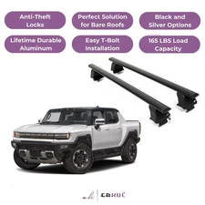 ERKUL Roof Rack Crossbars For GMC HUMMER EV 2022-2026 Naked Roof Aluminum Black